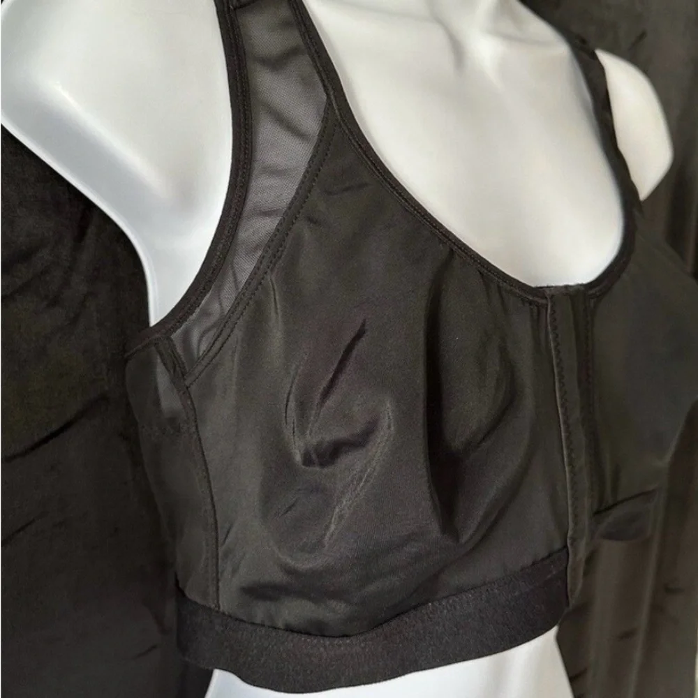 Black Front-Close Wireless Comfort Sports Bra XL - Picture 3 of 7